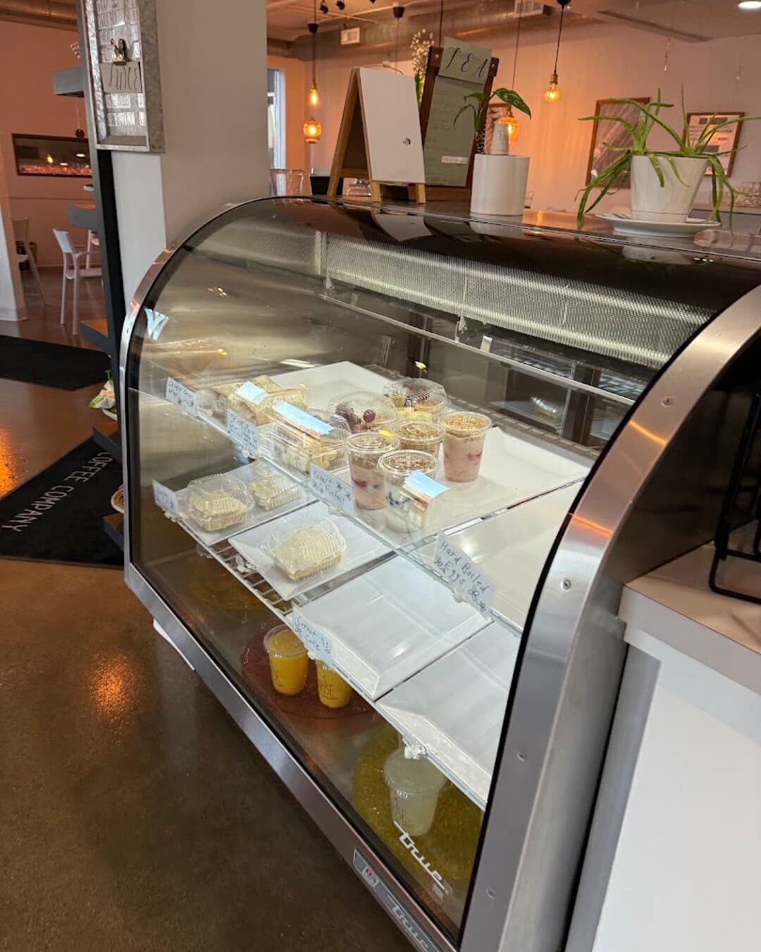 The glass bakery case by the register.